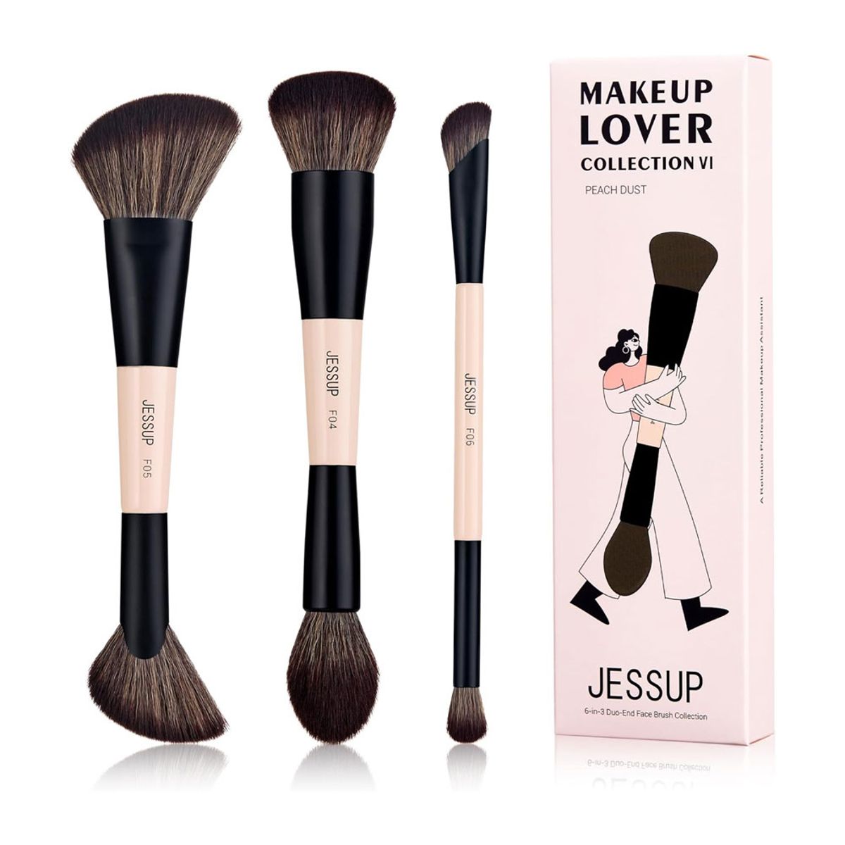 Jessup Double-Ended Face Makeup Brush Set for Contour, Blush, Highlight Jessup Double-Ended Face Makeup Brush Set for Contour, Blush, Highlight