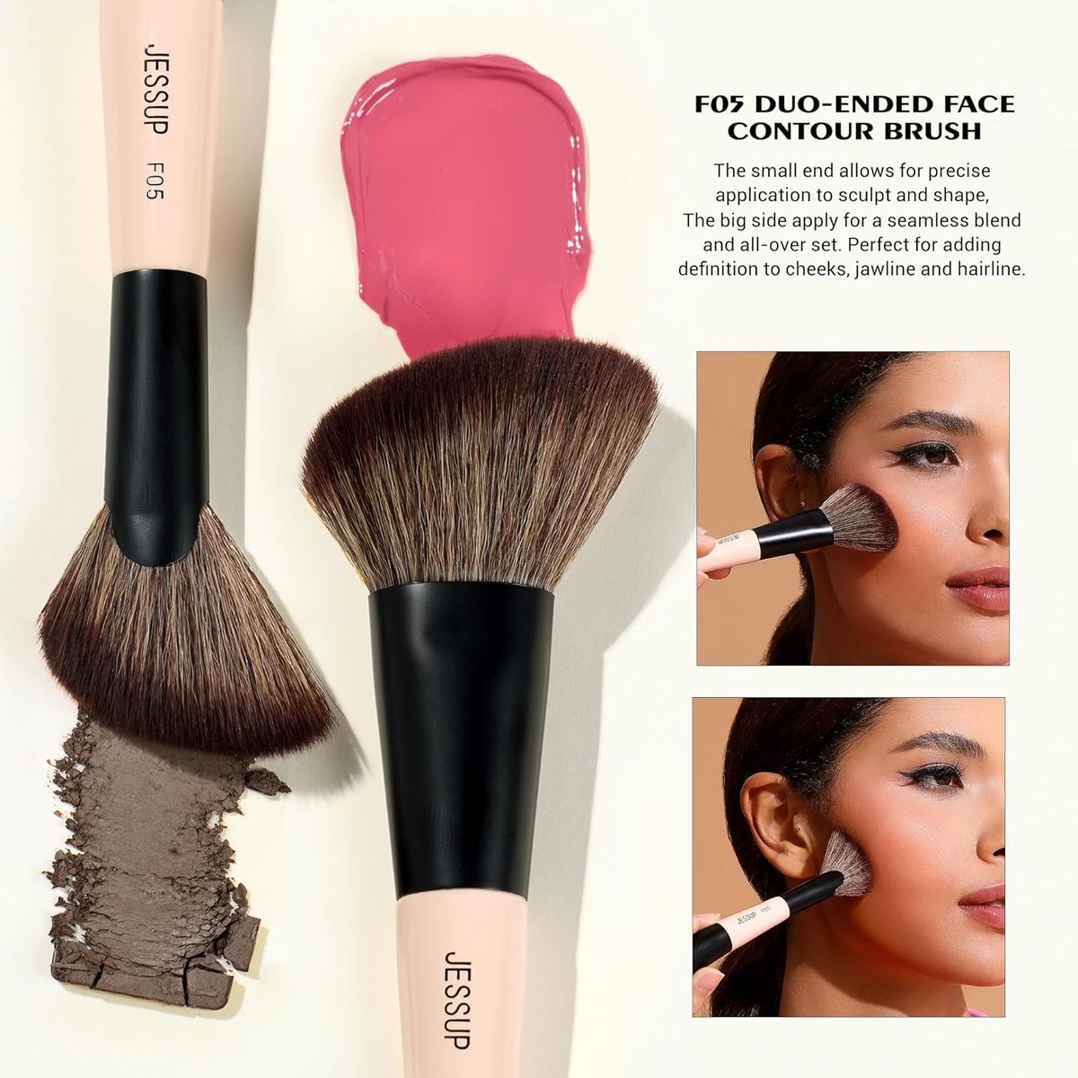 Jessup Travel 6-in-3 Double-Ended Makeup Brush Set Peach Dust Jessup Travel 6-in-3 Double-Ended Makeup Brush Set Peach Dust