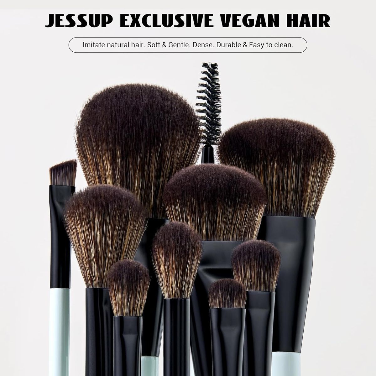 Jessup 6-Piece Double-Ended Makeup Brush Set Bright Cyan Vegan