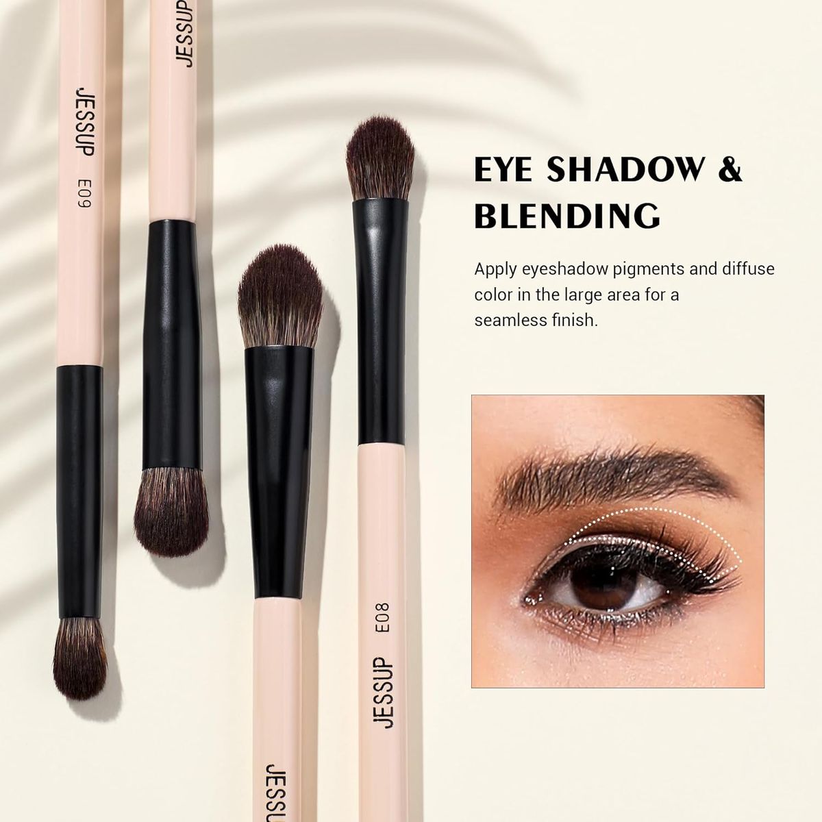 Jessup 10-in-5 Double-Ended Eye Brush Set Peach Dust Vegan