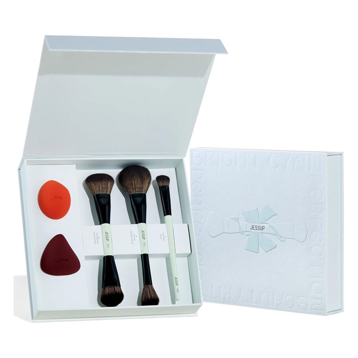 Jessup Double-Sided 3-Piece Face Brush Set with 2 Sponges