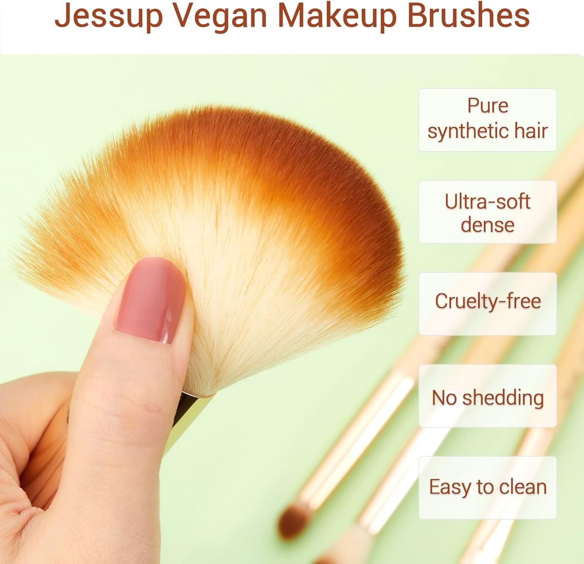 Jessup 25-Piece Bamboo Professional Makeup Brush Set for Face and Eyes