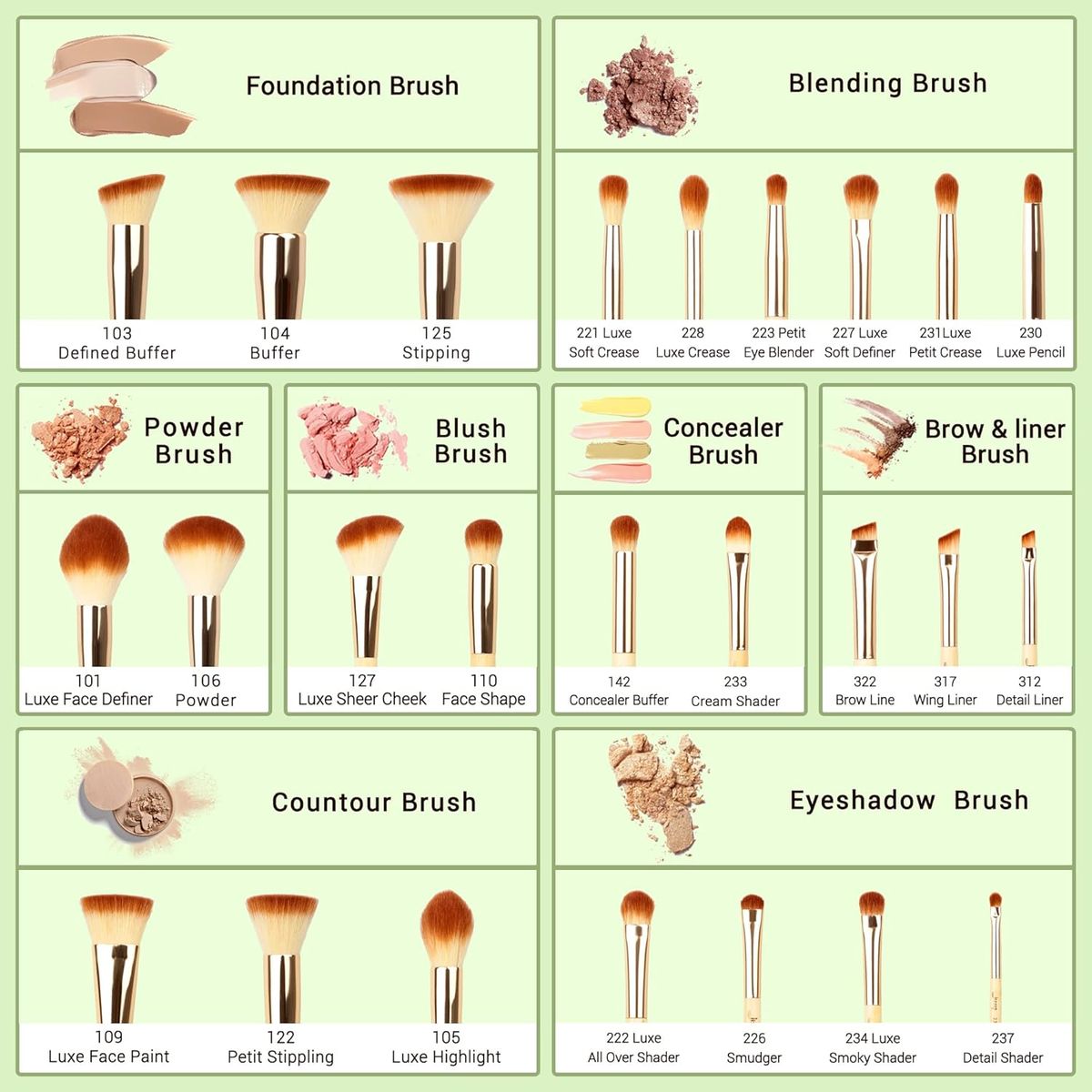 Jessup 25-Piece Bamboo Professional Makeup Brush Set for Face and Eyes