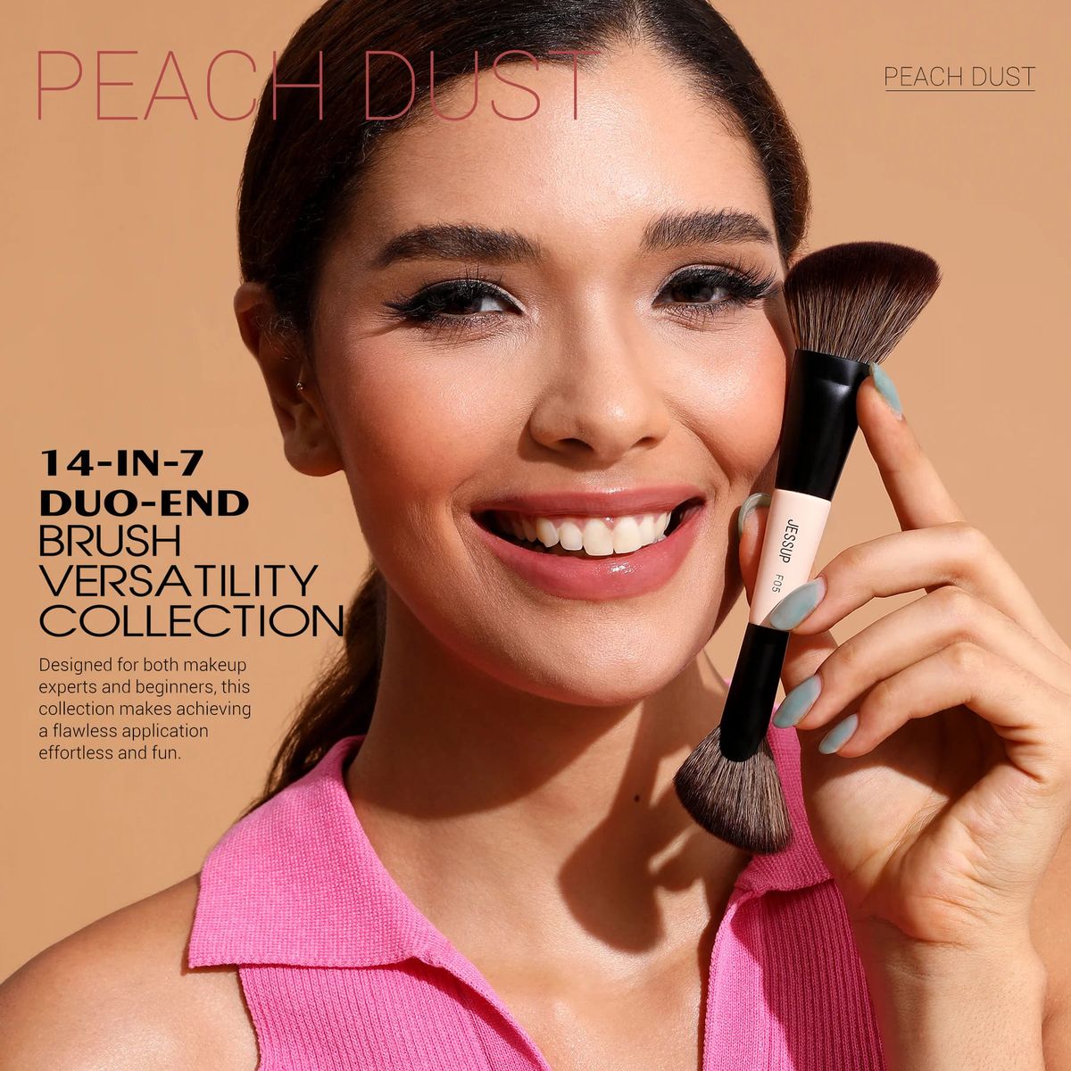 Jessup 14-in-7 Double-Ended Makeup Brush Set Peach Dust Vegan Jessup 14-in-7 Double-Ended Makeup Brush Set Peach Dust Vegan