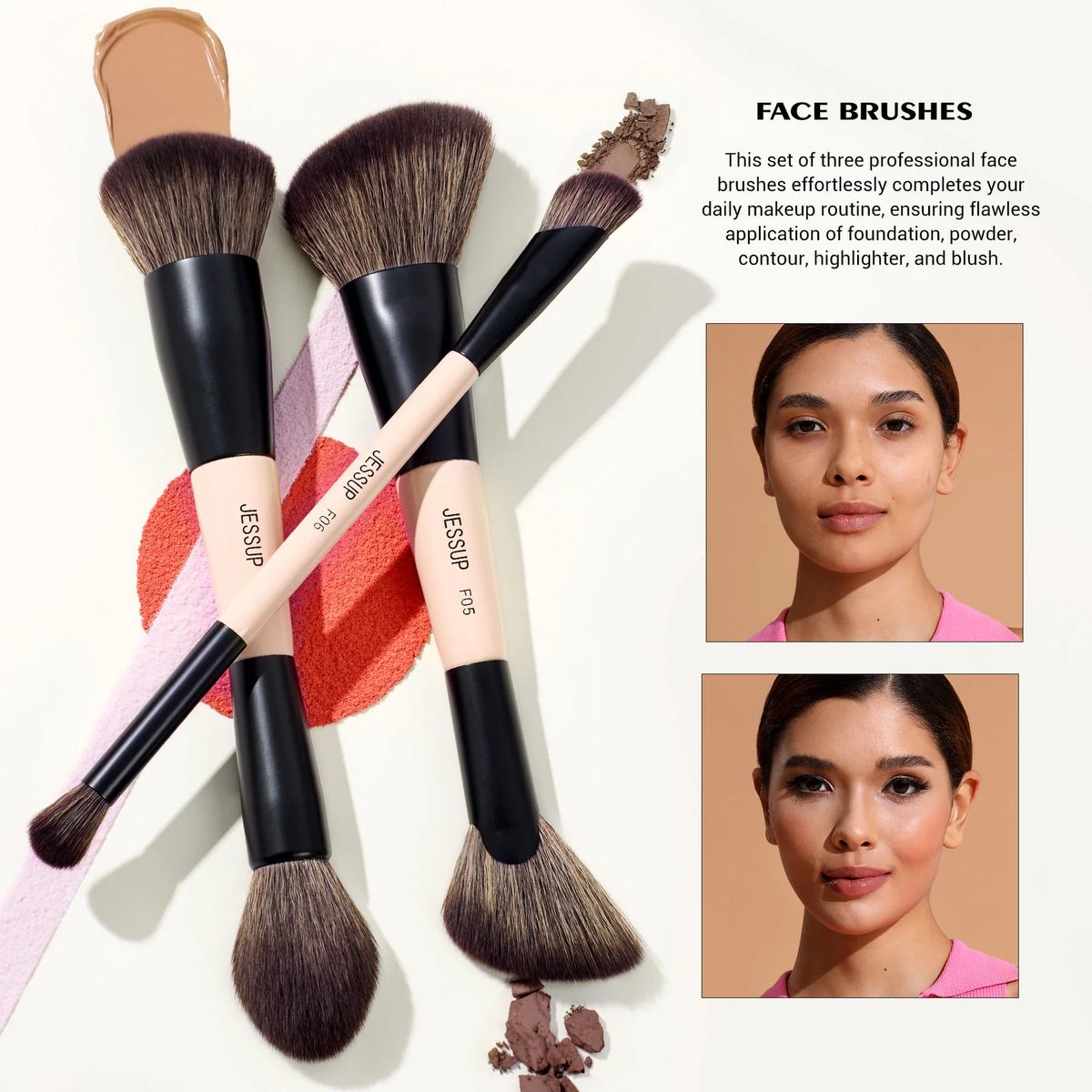 Jessup 14-in-7 Double-Ended Makeup Brush Set Peach Dust Vegan Jessup 14-in-7 Double-Ended Makeup Brush Set Peach Dust Vegan
