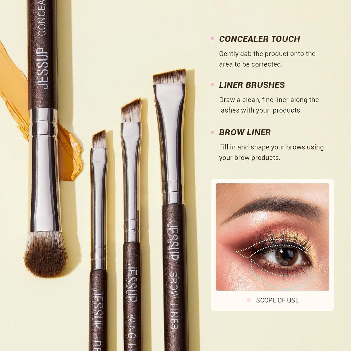Jessup Professional Eye Makeup Brush Set 15-Piece for Blending and Brows Jessup Professional Eye Makeup Brush Set 15-Piece for Blending and Brows
