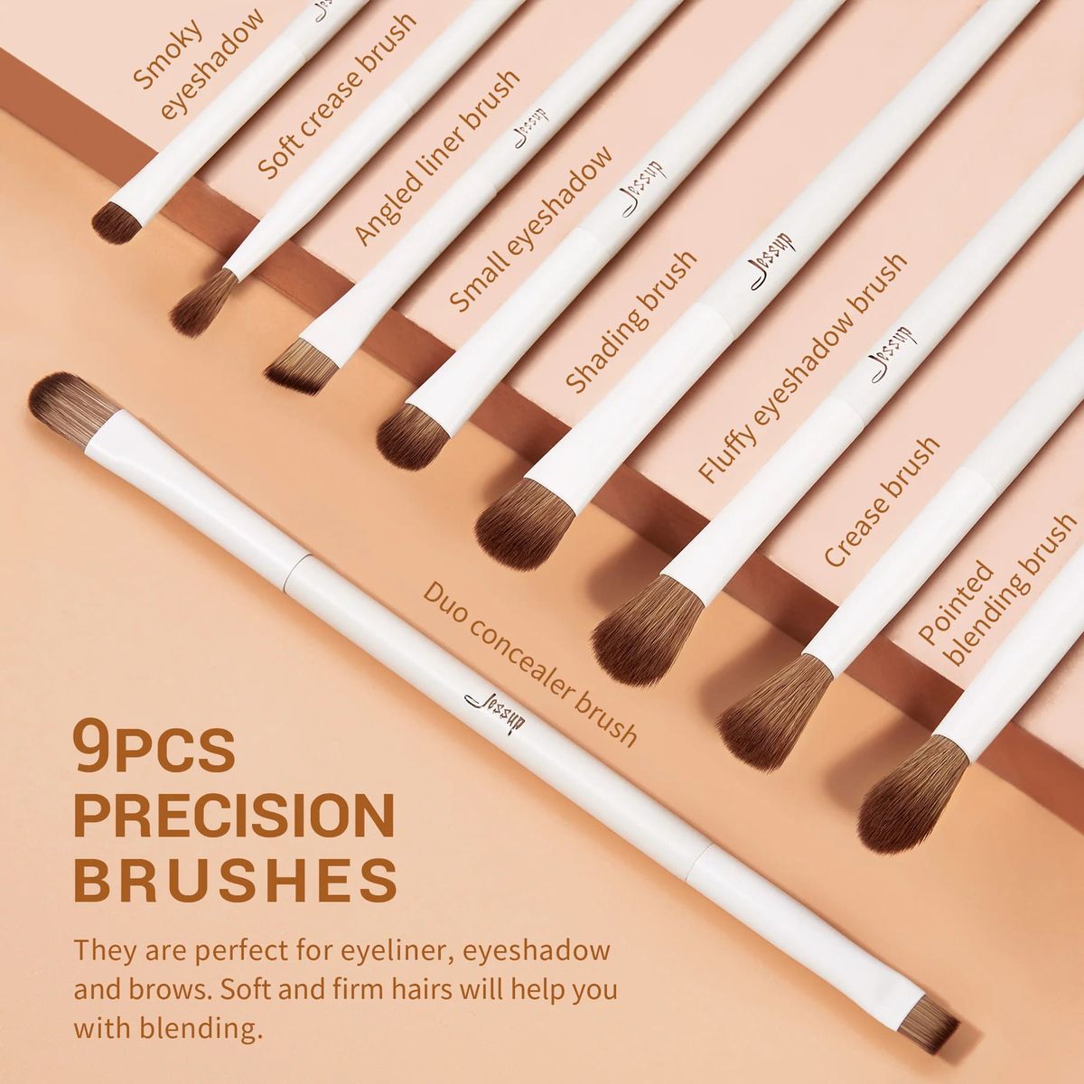 Jessup 14-Piece Vegan Makeup Brush Set Light Grey Professional Jessup - Women's Makeup Accessories 3