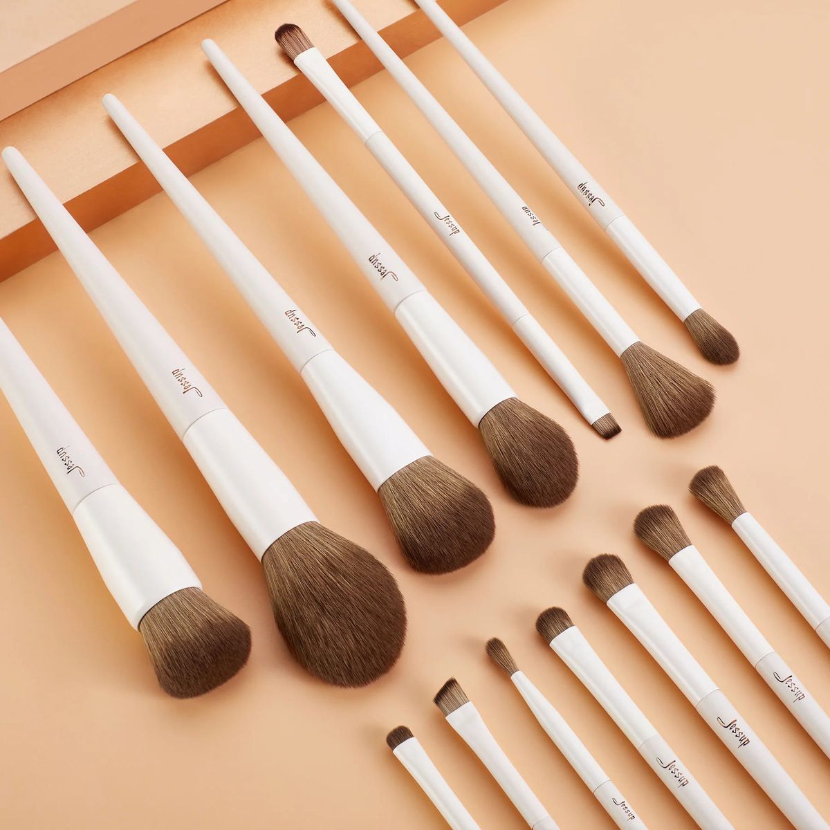 Jessup 14-Piece Vegan Makeup Brush Set Light Grey Professional Jessup - Women's Makeup Accessories 4