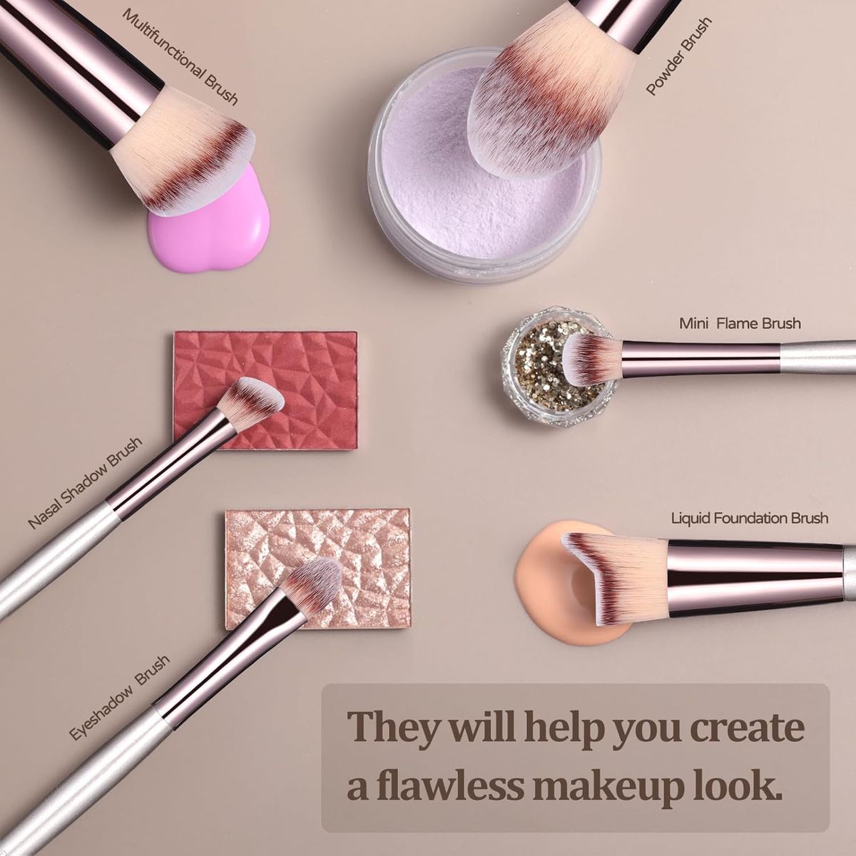 Young Glam 18-Piece Makeup Brush Set for Face and Eyes Young Glam - Women's Makeup Accessories 4