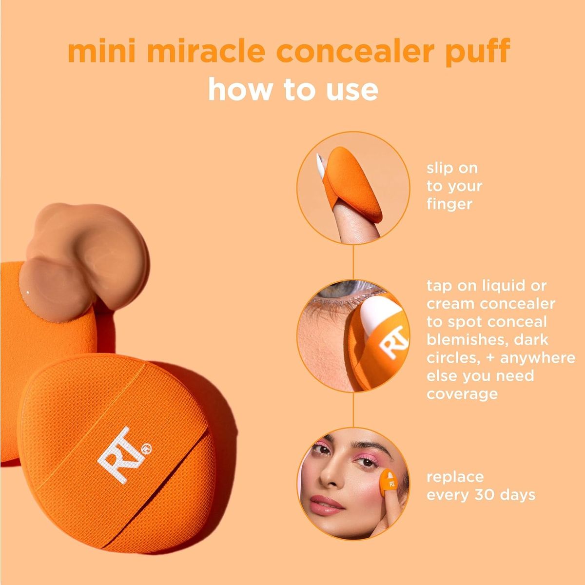 Real Techniques Mini Miracle Concealer Puffs 6 Counts
