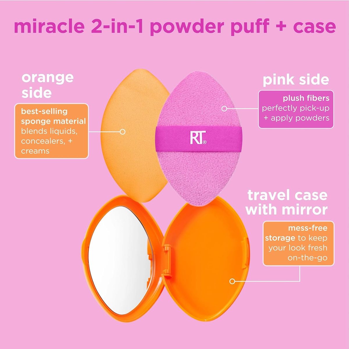 Real Techniques Miracle 2-In-1 Powder Puff with Travel Case