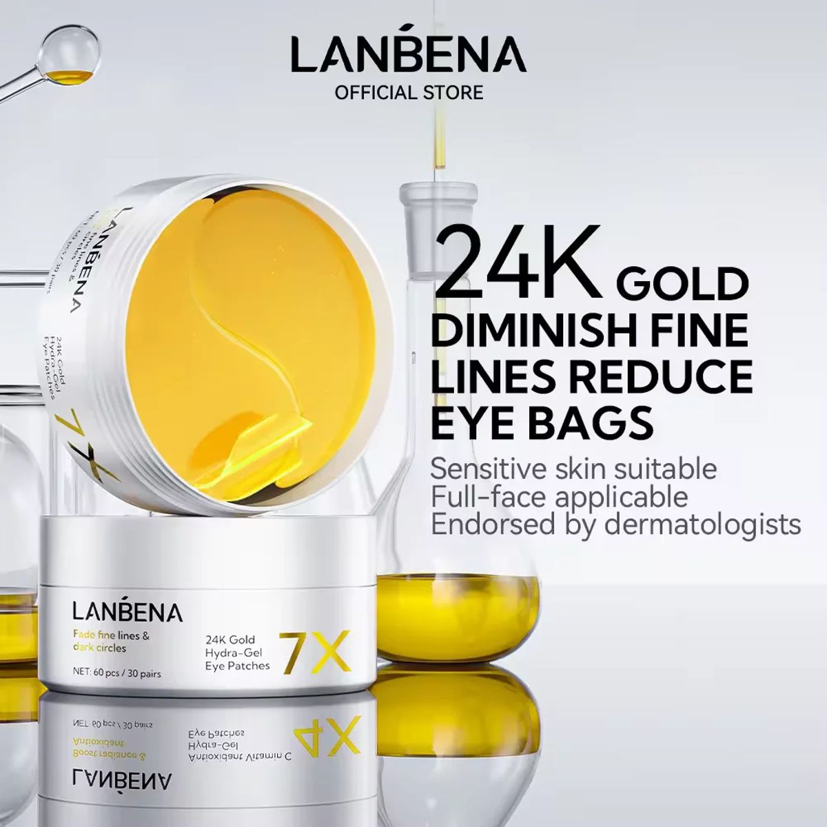 Lanbena 24K Gold Hydra-Gel Eye Patches 60Pcs/30Pairs Lanbena 24K Gold Hydra-Gel Eye Patches 60Pcs/30Pairs