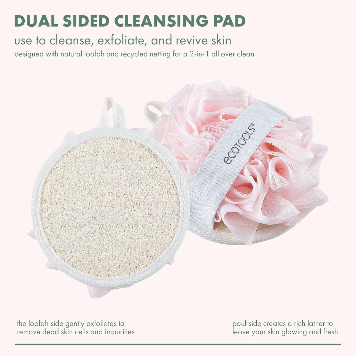 EcoTools EcoPouf Dual Cleansing Pad Pink EcoTools - Women's Tools & Accessories 1