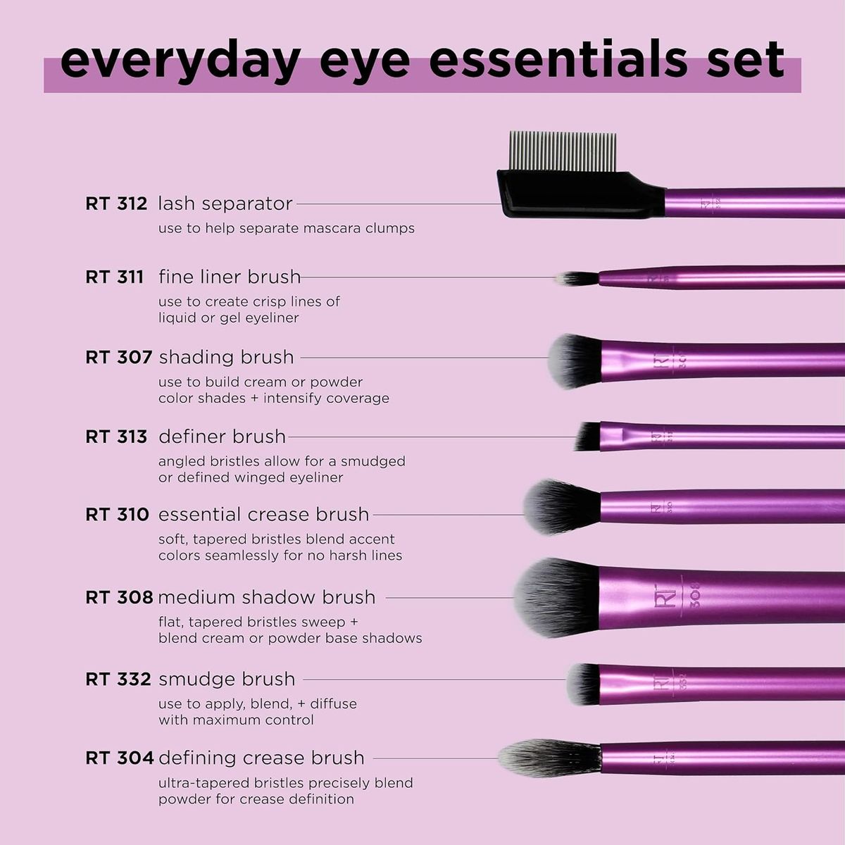 Real Techniques 13-Piece Artist and Everyday Eye Essentials Brush Kit