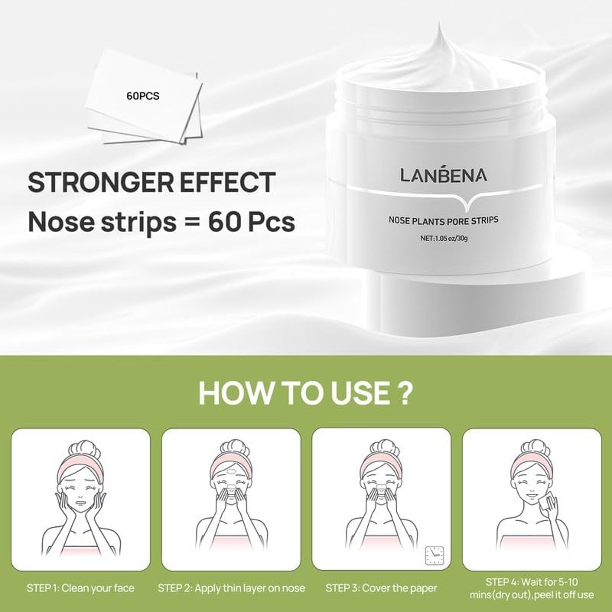 Lanbena Nose Plants Pore Strips 30G 60Pcs