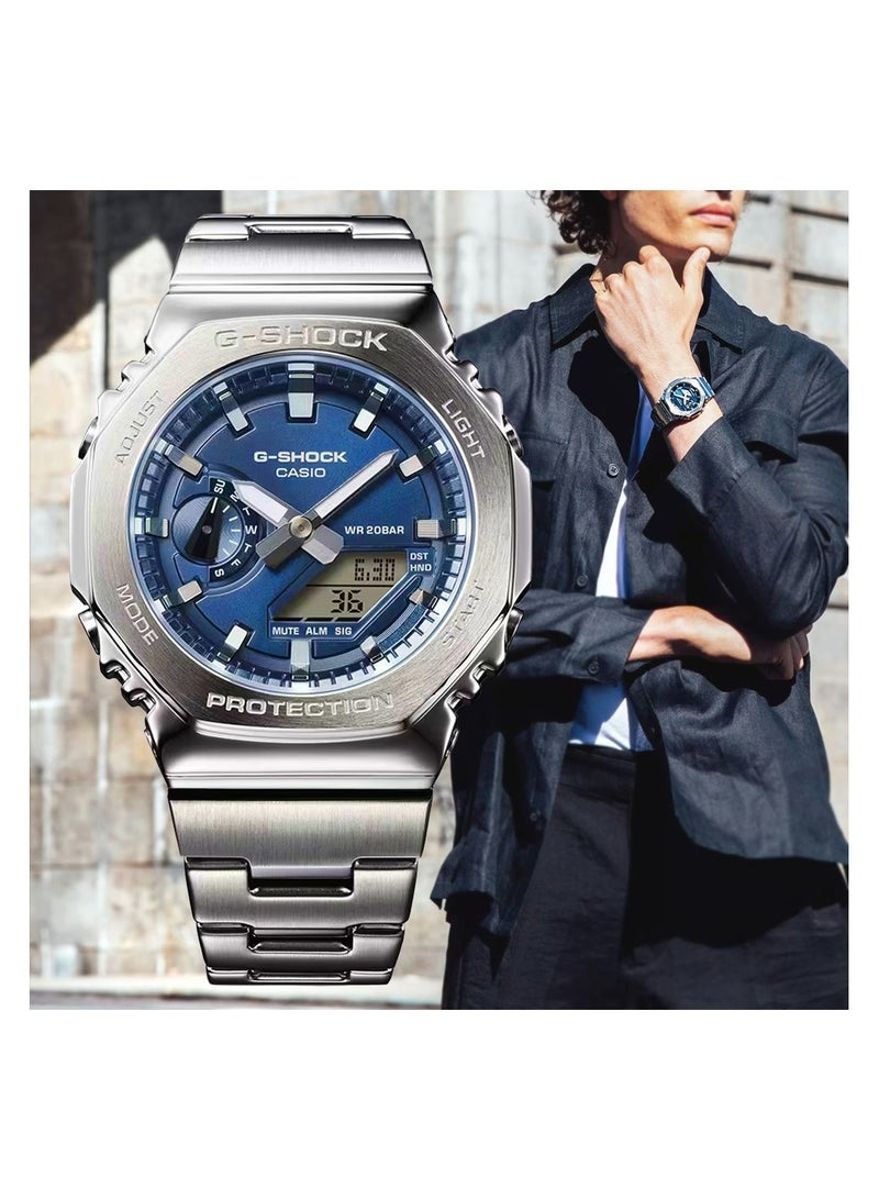 Casio G-Shock Octagonal Navy Blue Stainless Steel Watch GM2110D-2B Casio - Men's Dress Watches 1