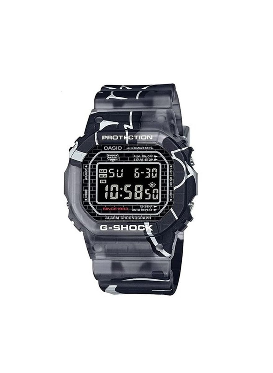 Bold Casio G-Shock Men’s Digital Watch with Graffiti Design DW-5000SS-1DR Casio - Men's Smart & Digital Watches