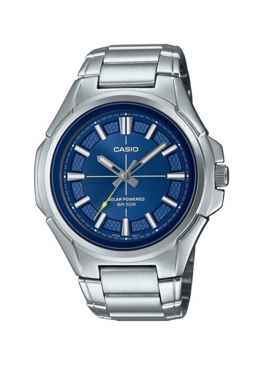 Casio Men's Solar Watch with Blue Dial & Silver Band - MTP-RS100D-2AVDF Casio - Men's Dress Watches