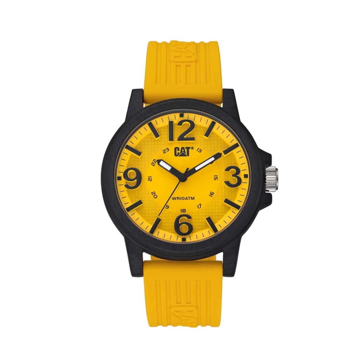 Durable Yellow Black Caterpillar Rubber Strap Watch LF.111.27.731 CAT - Men's Dress Watches