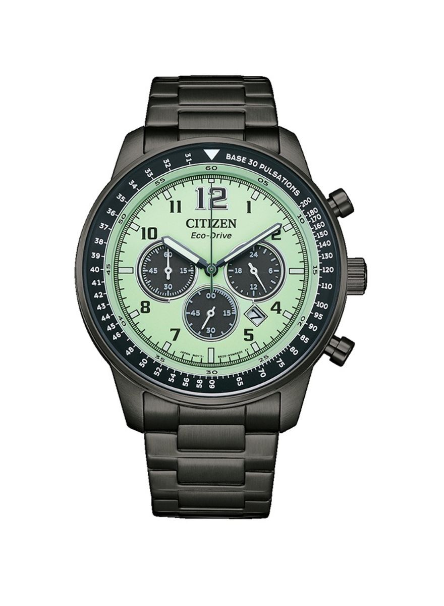 Citizen Eco-Drive Green Dial Pilot Chronograph Watch CA4507-84X Citizen - Men's Dress Watches