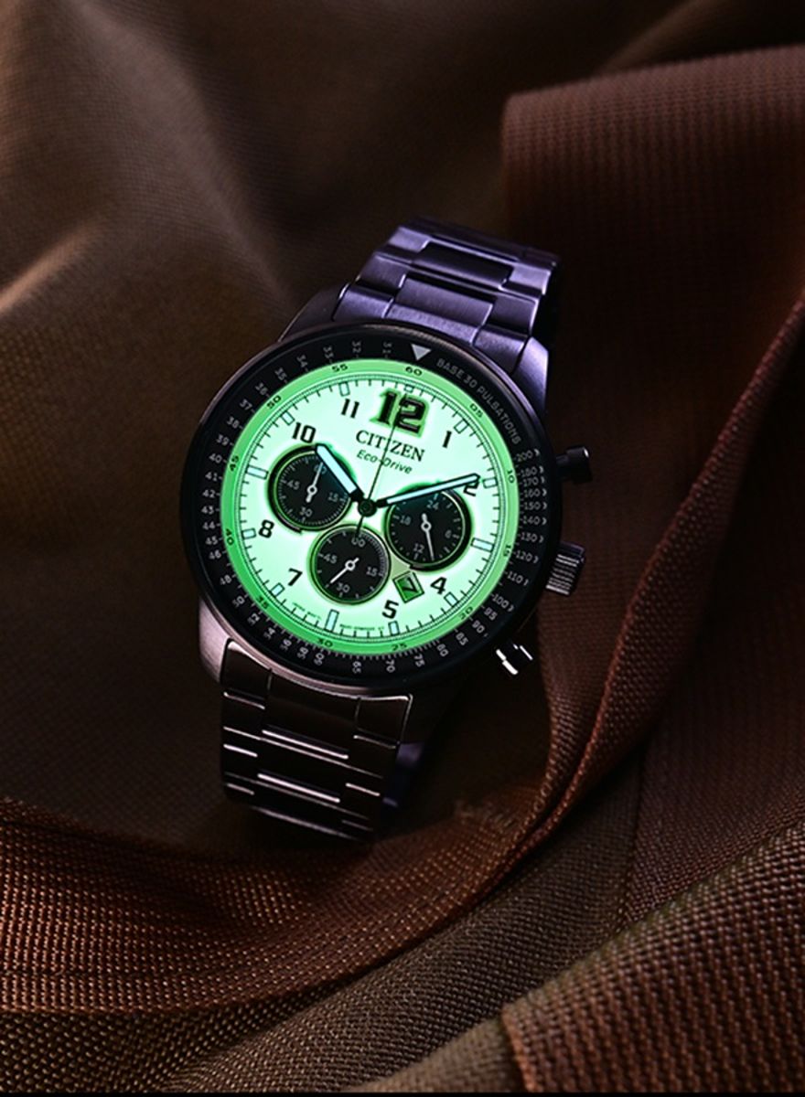Citizen Eco-Drive Green Dial Pilot Chronograph Watch CA4507-84X Citizen Eco-Drive Green Dial Pilot Chronograph Watch CA4507-84X