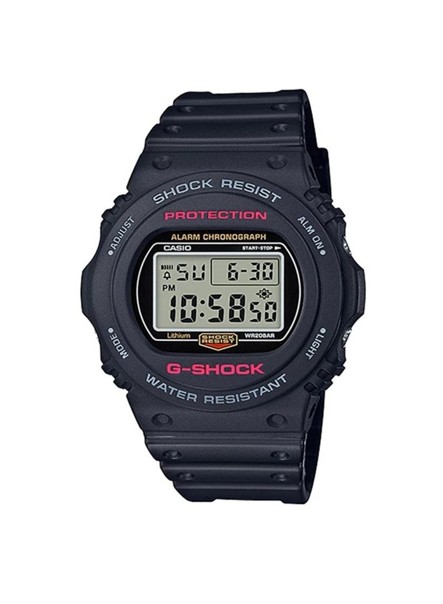 Durable Men's Round Resin Band Wristwatch, 49mm Black - DW-5750E-1DR G-SHOCK - Men's Smart & Digital Watches