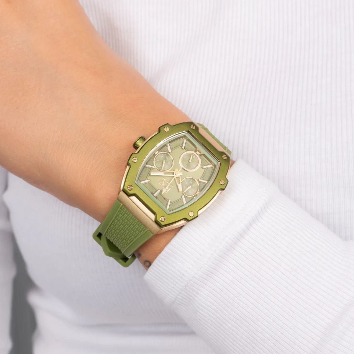 Elegant ICE Gold Forest Green Unisex Silicone Watch - 022859 Elegant ICE Gold Forest Green Unisex Silicone Watch - 022859