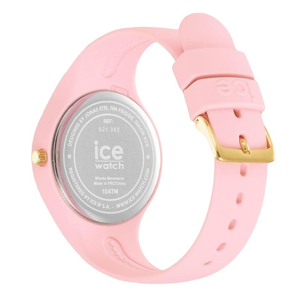 Chic Pink Ice-Watch with Gold Accents & Durability 021362
