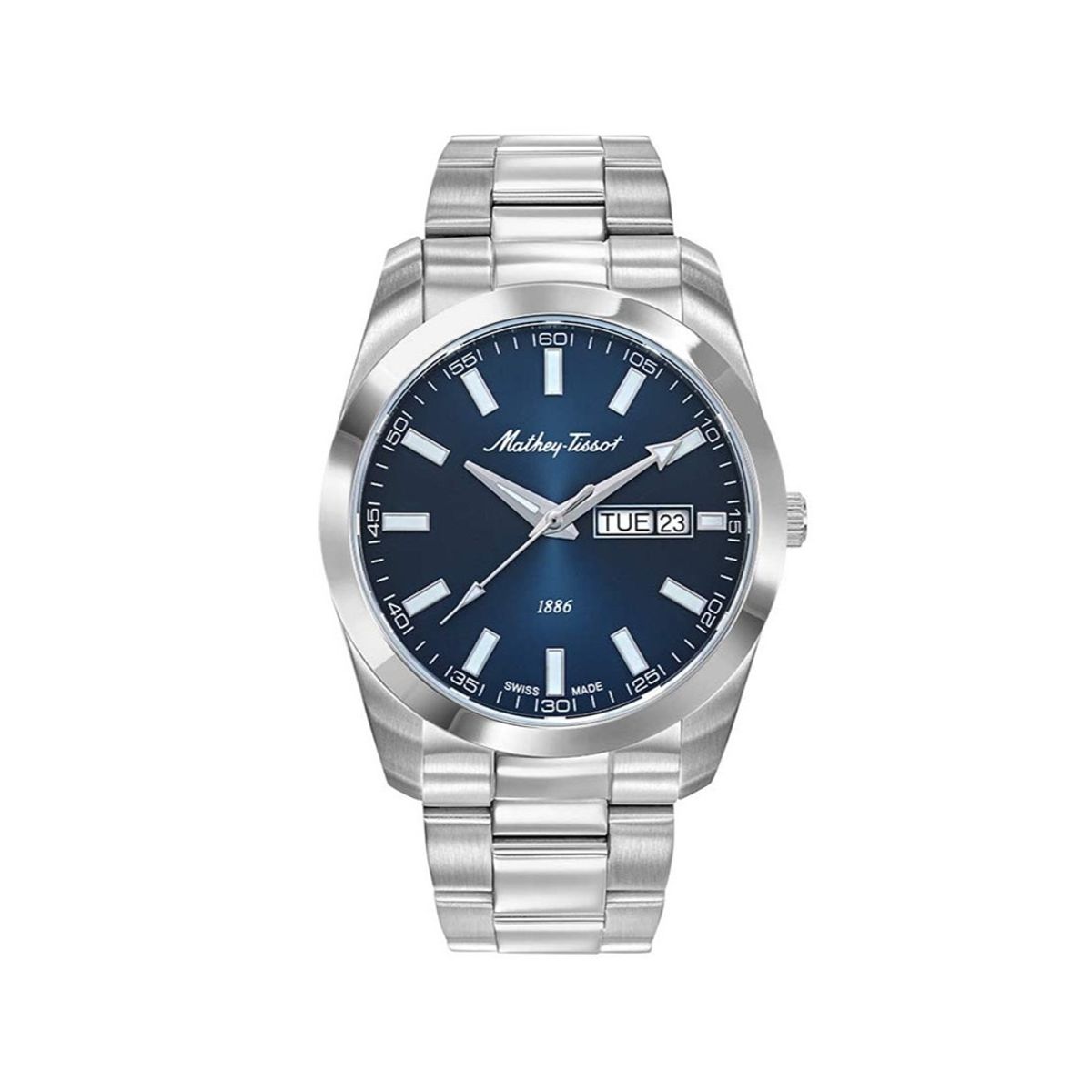 Mathy I Blue Dial Day-Date Stainless Steel Quartz Watch H453ABU Mathey-Tissot - Men's Dress Watches