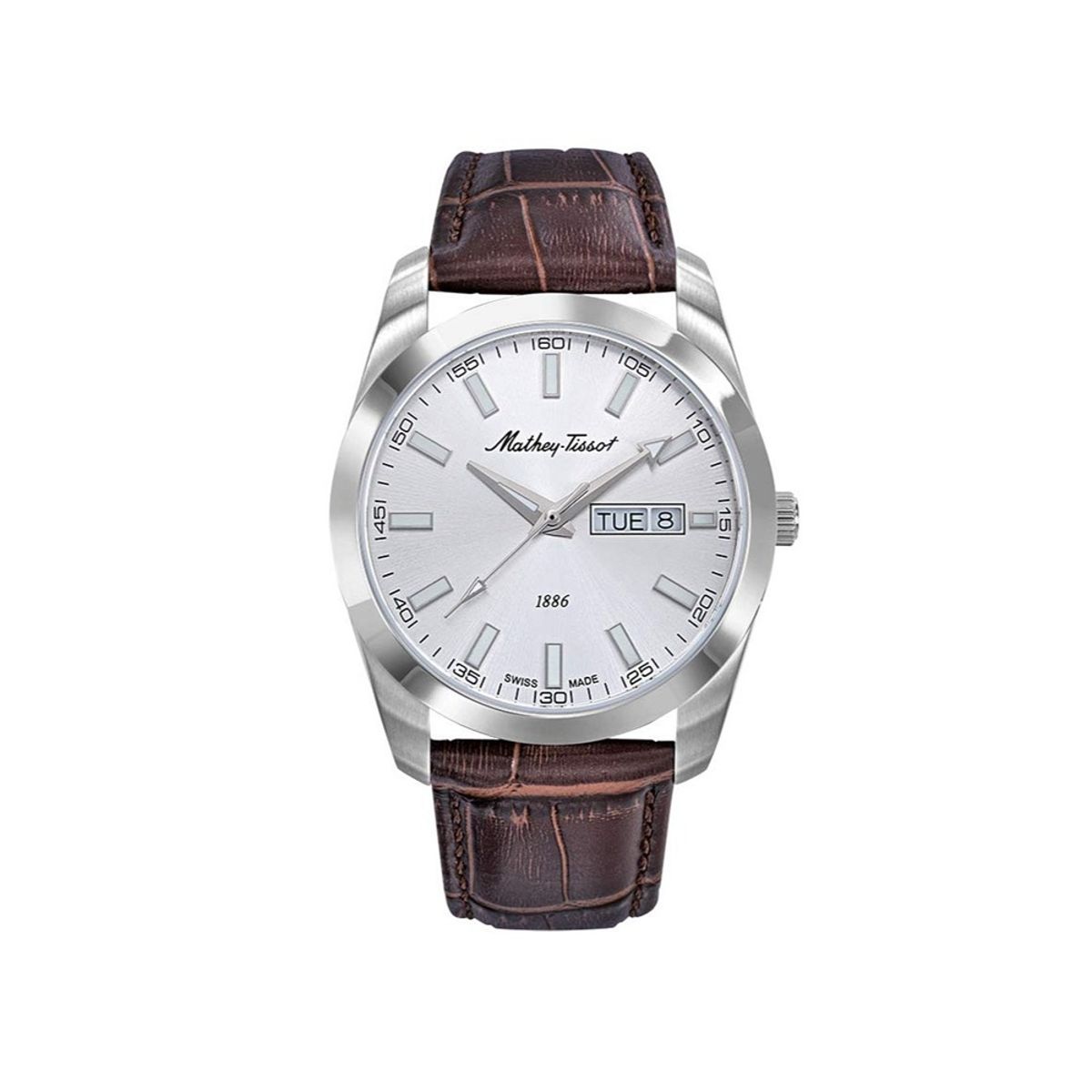 Mathy I Quartz Men’s Watch 41mm Silver Brown Leather H453ALS Mathey-Tissot - Men's Dress Watches