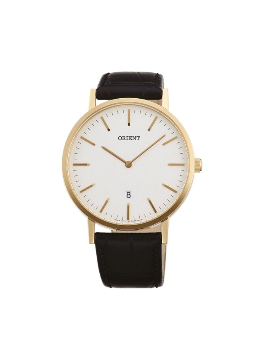Men’s Elegant Gold-Tone Orient Watch with Black Leather Strap Orient - Men's Dress Watches