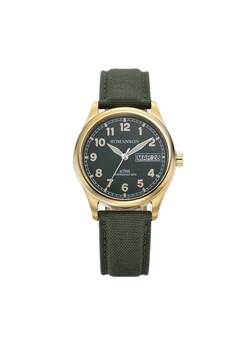 Romanson Men's Stainless Steel Sapphire Leather Watch ALFM4BS015TWAY2B Romanson - Men's Dress Watches