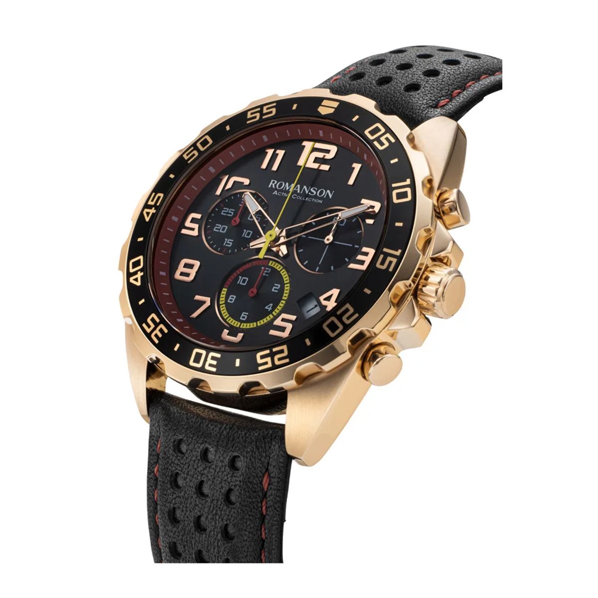 Romanson Black Dial Chronograph Leather Strap Watch AL0002HMBRAC6W Romanson - Men's Dress Watches 2