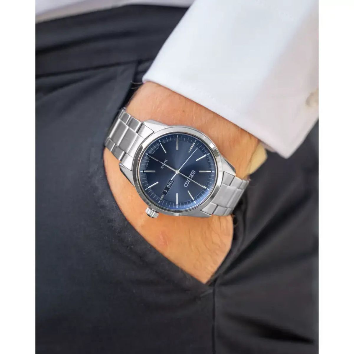 Seiko Solar Men's Watch Blue Dial Stainless Steel SNE525P1 Seiko - Men's Dress Watches 4