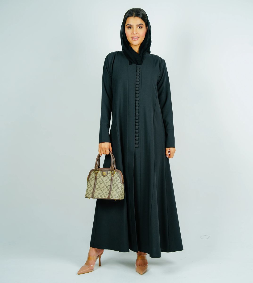 Stylish Abaya With Button Style Rosette Abaya - Women's Abayas 10