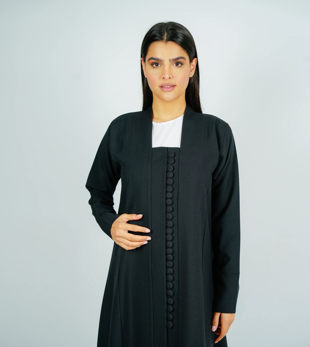 Stylish Abaya With Button Style Rosette Abaya - Women's Abayas 1