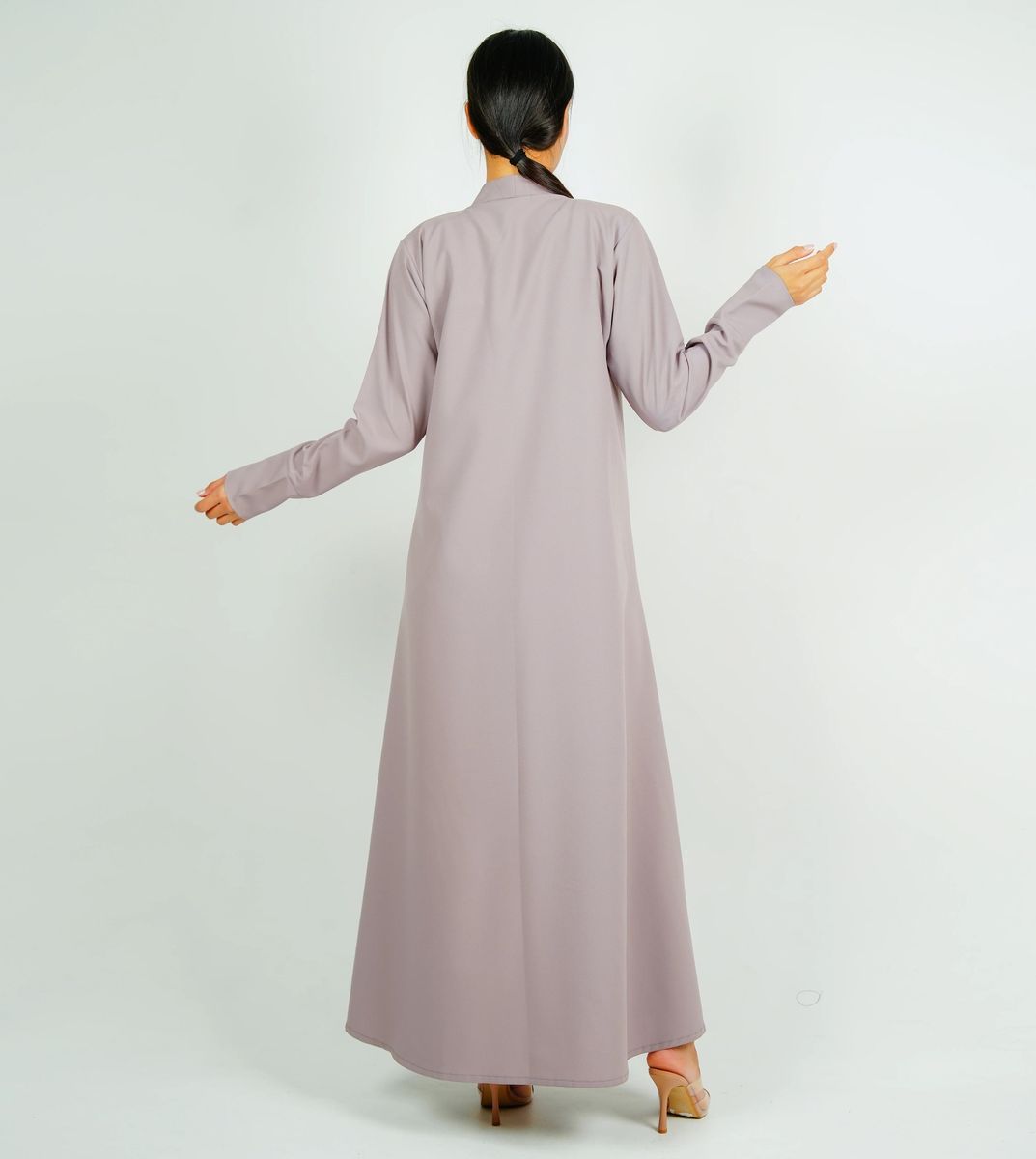 Stylish Abaya With Button Style - Grey Rosette Abaya - Women's Abayas 2