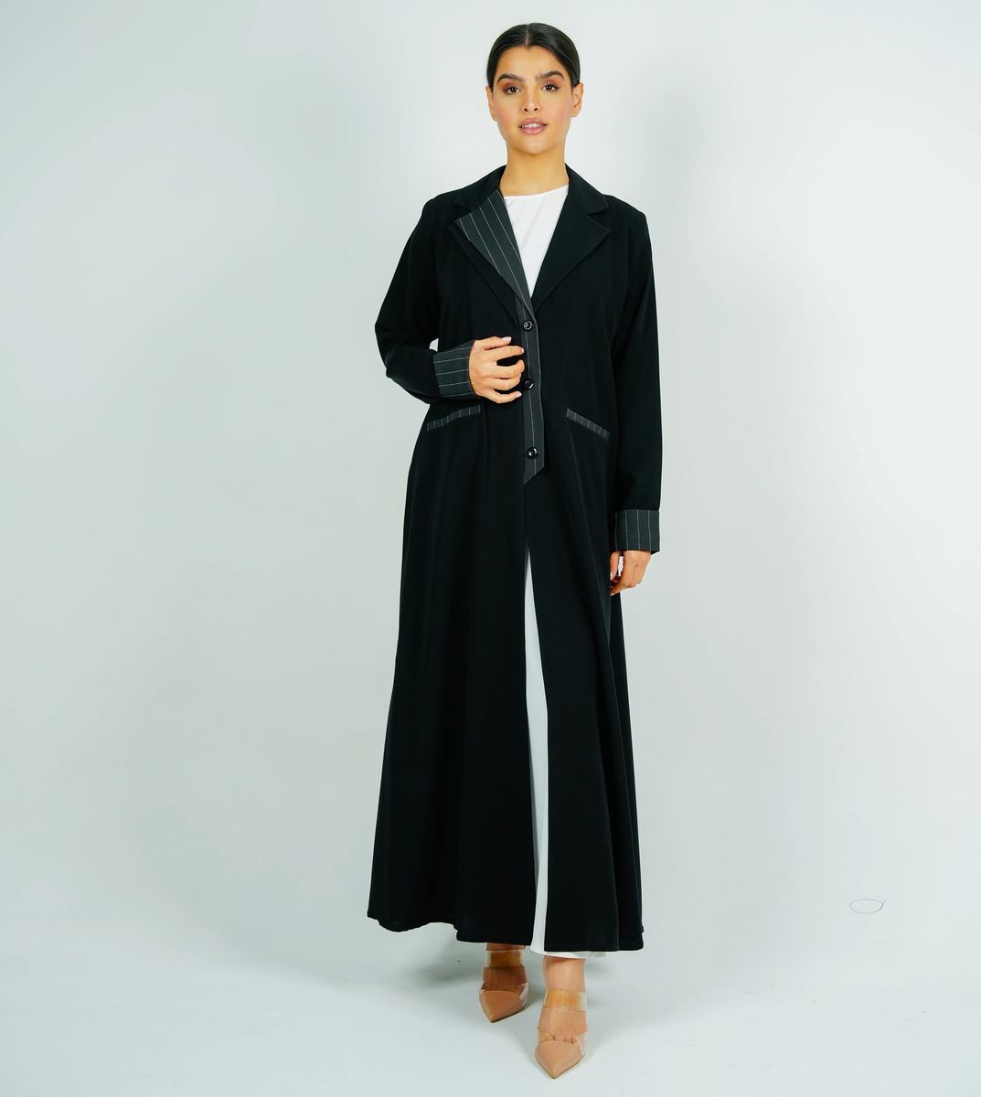 Stylish Blazer Abaya With Button Style Rosette Abaya - Women's Abayas 11