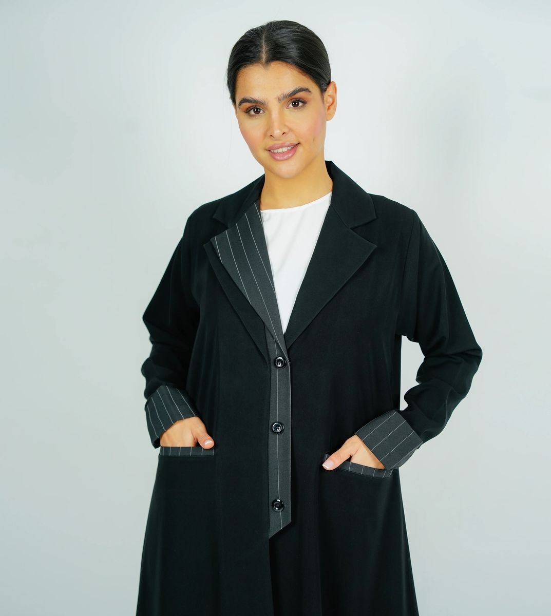 Stylish Blazer Abaya With Button Style Rosette Abaya - Women's Abayas 2