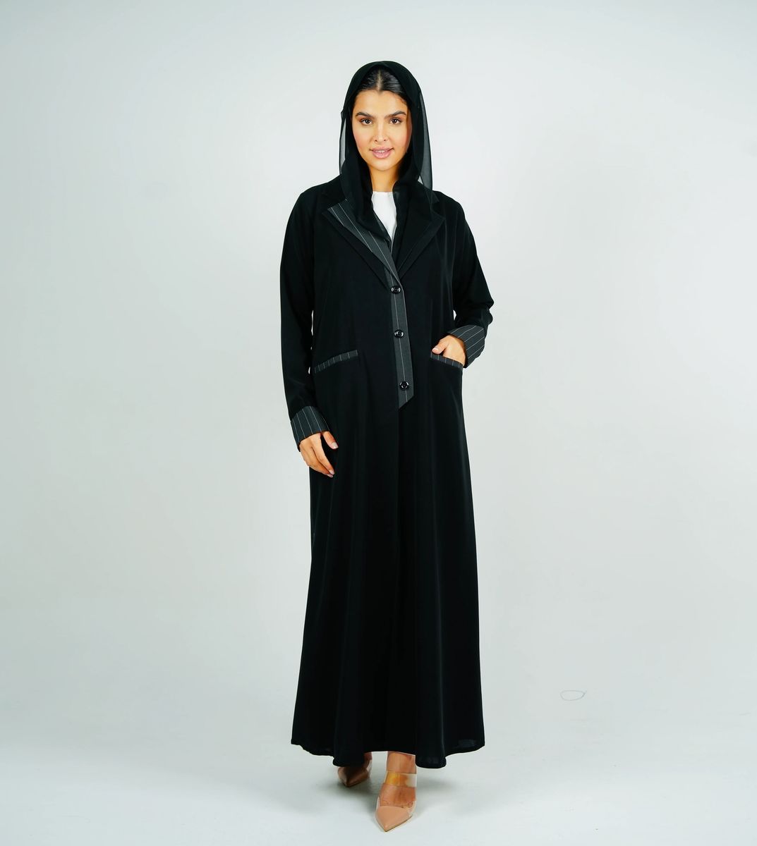 Stylish Blazer Abaya With Button Style Rosette Abaya - Women's Abayas 4
