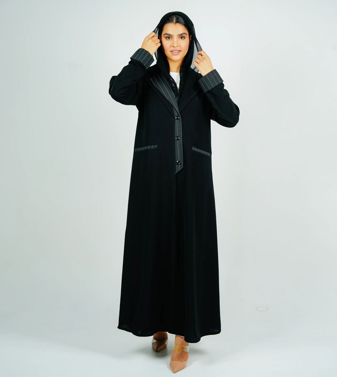 Stylish Blazer Abaya With Button Style Rosette Abaya - Women's Abayas 5