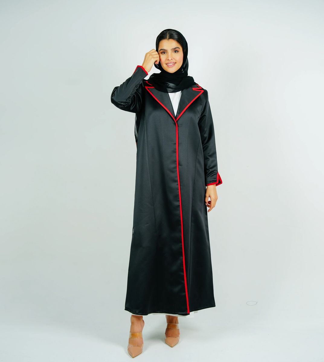 Stylish Blazer Abaya With Orange Style Line Rosette Abaya - Women's Abayas 10