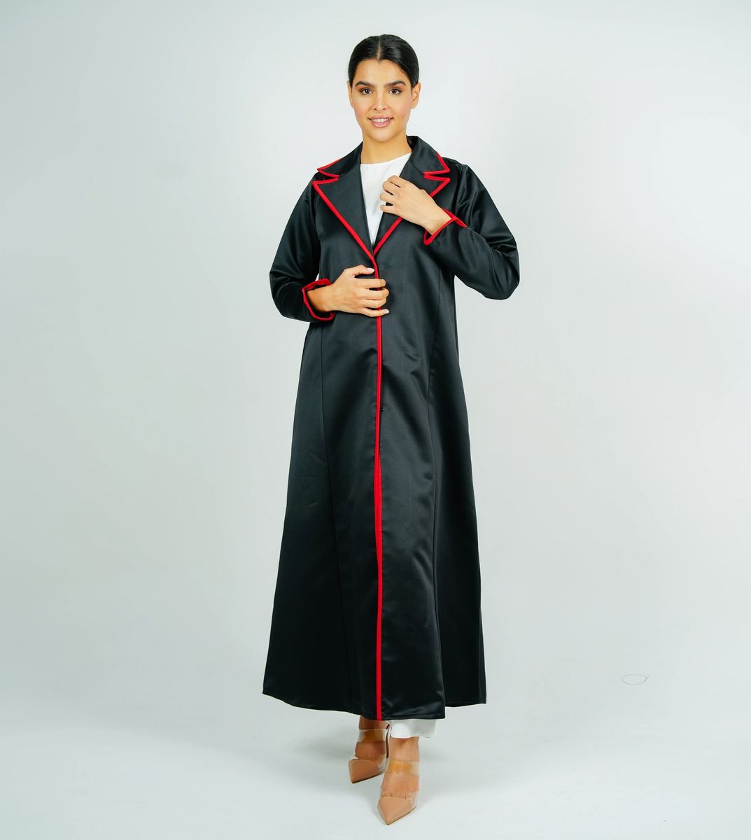 Stylish Blazer Abaya With Orange Style Line Rosette Abaya - Women's Abayas 3