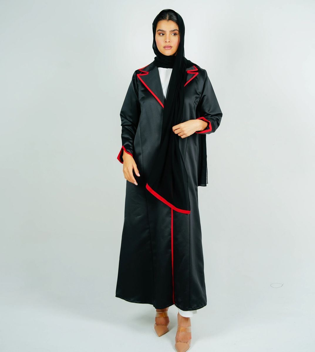 Stylish Blazer Abaya With Orange Style Line Rosette Abaya - Women's Abayas 4