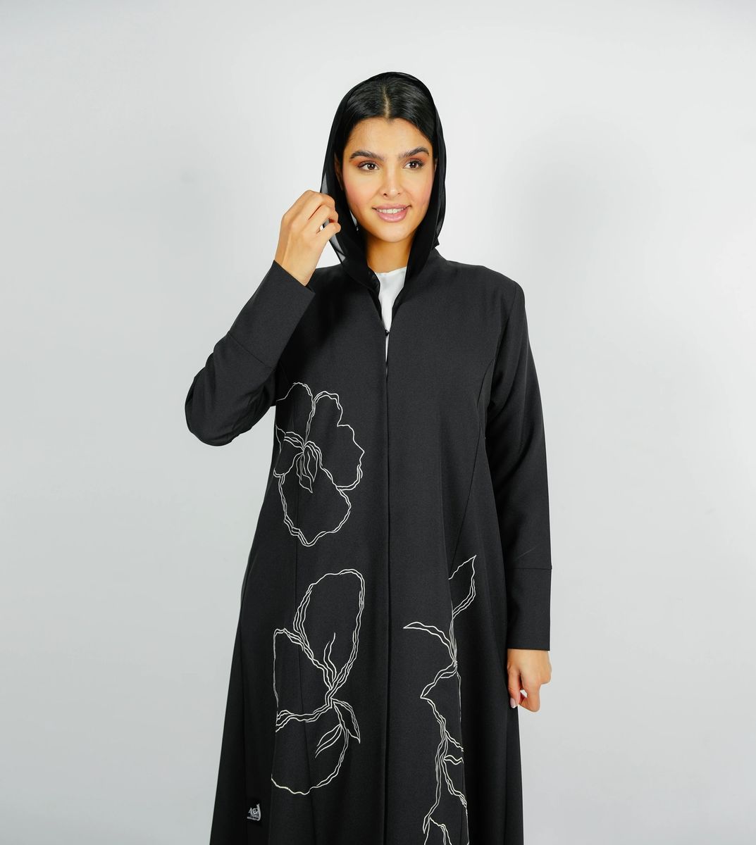 Embellishment Abaya With Embroidered Flower Design Rosette Abaya - Women's Abayas 5