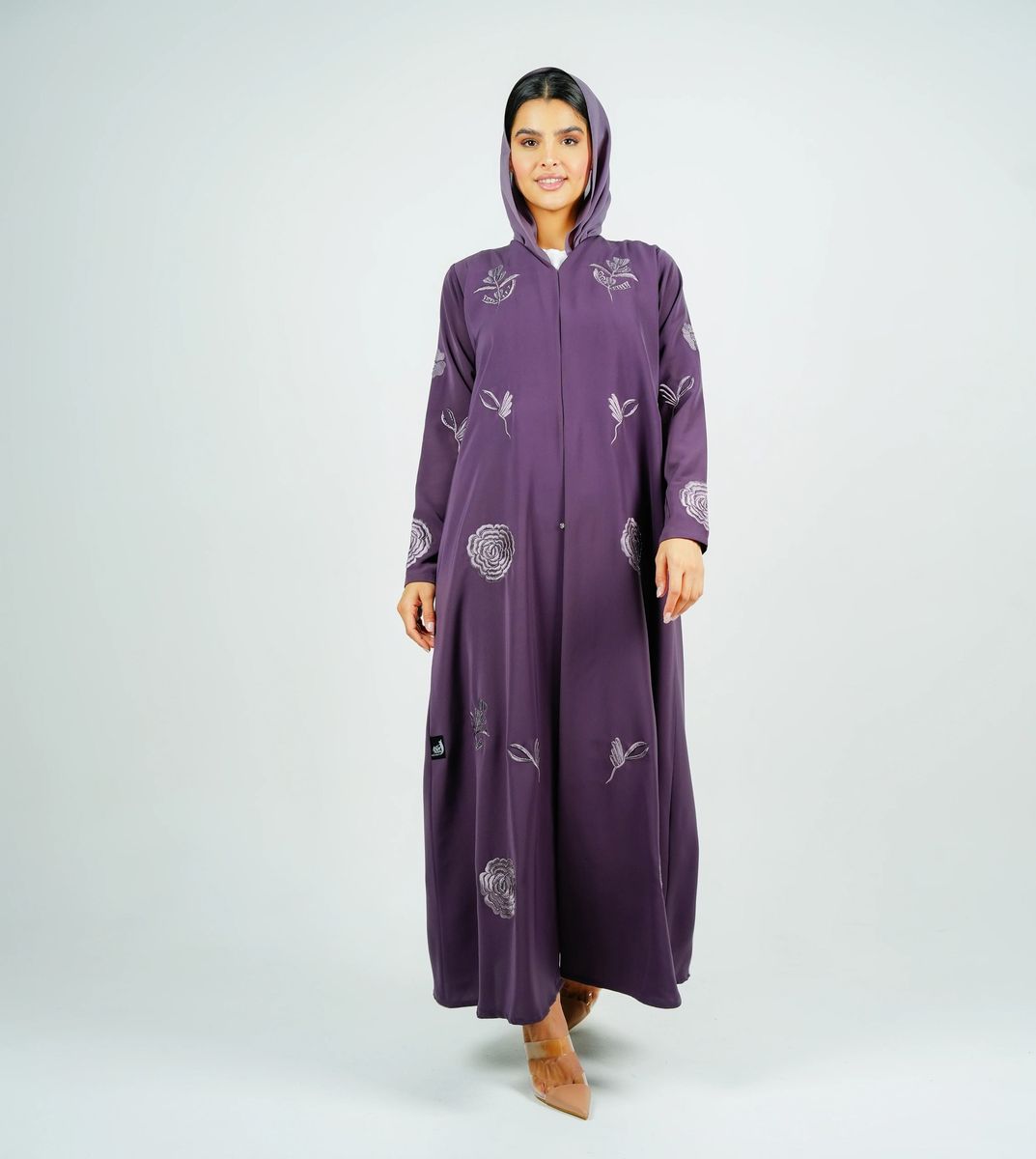 Stylish Abaya With Embroidery Style - Purple Rosette Abaya - Women's Abayas 2