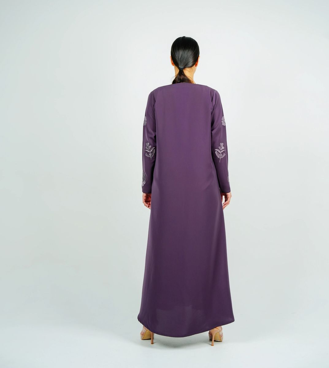 Stylish Abaya With Embroidery Style - Purple Rosette Abaya - Women's Abayas 4