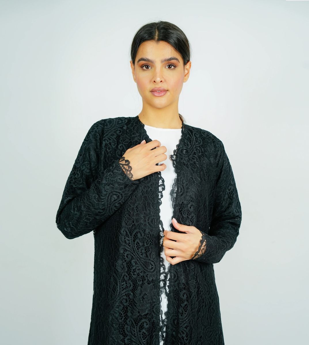 Stylish Dantil Abaya - Black Rosette Abaya - Women's Abayas 1