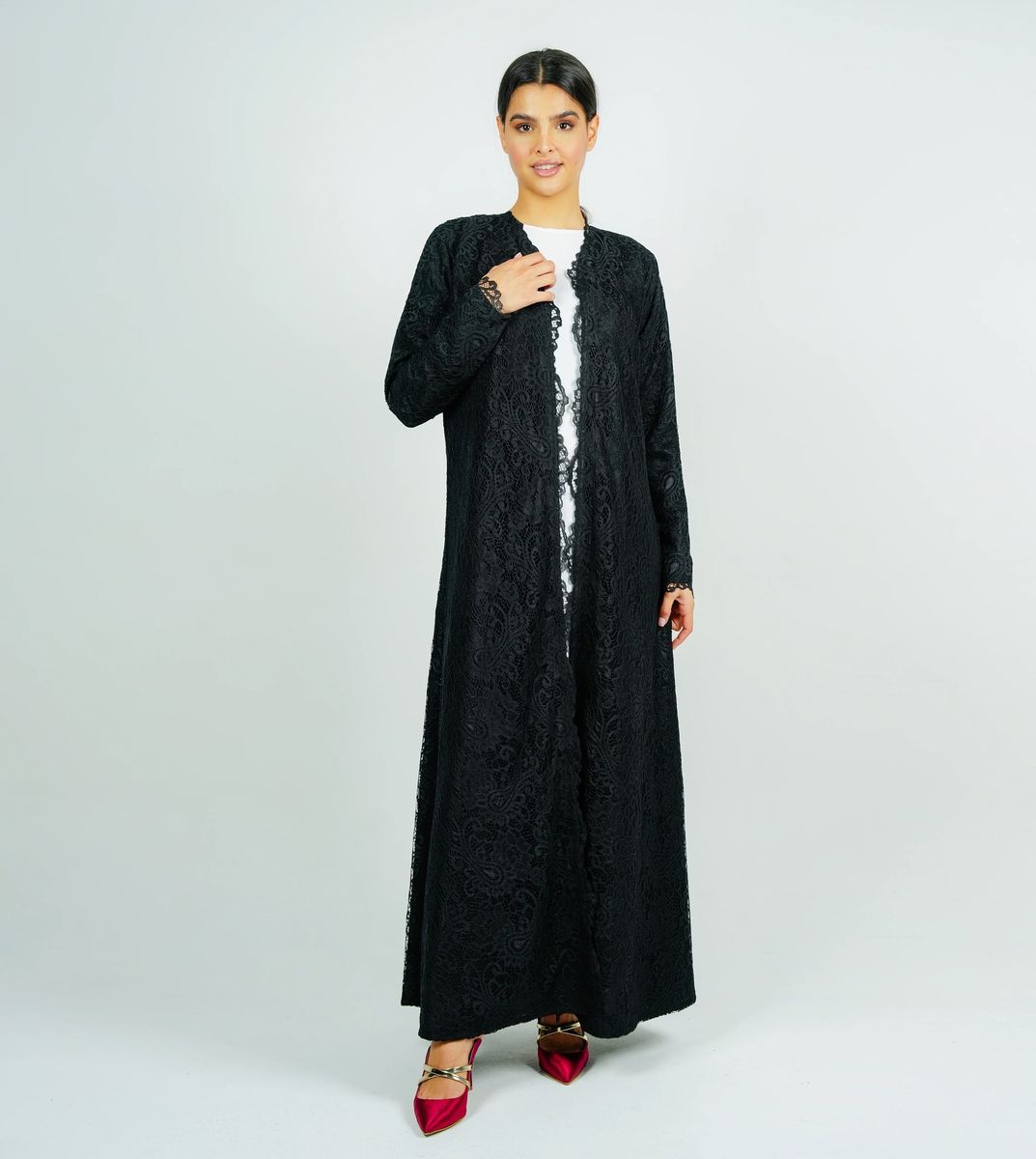 Stylish Dantil Abaya - Black Rosette Abaya - Women's Abayas 3