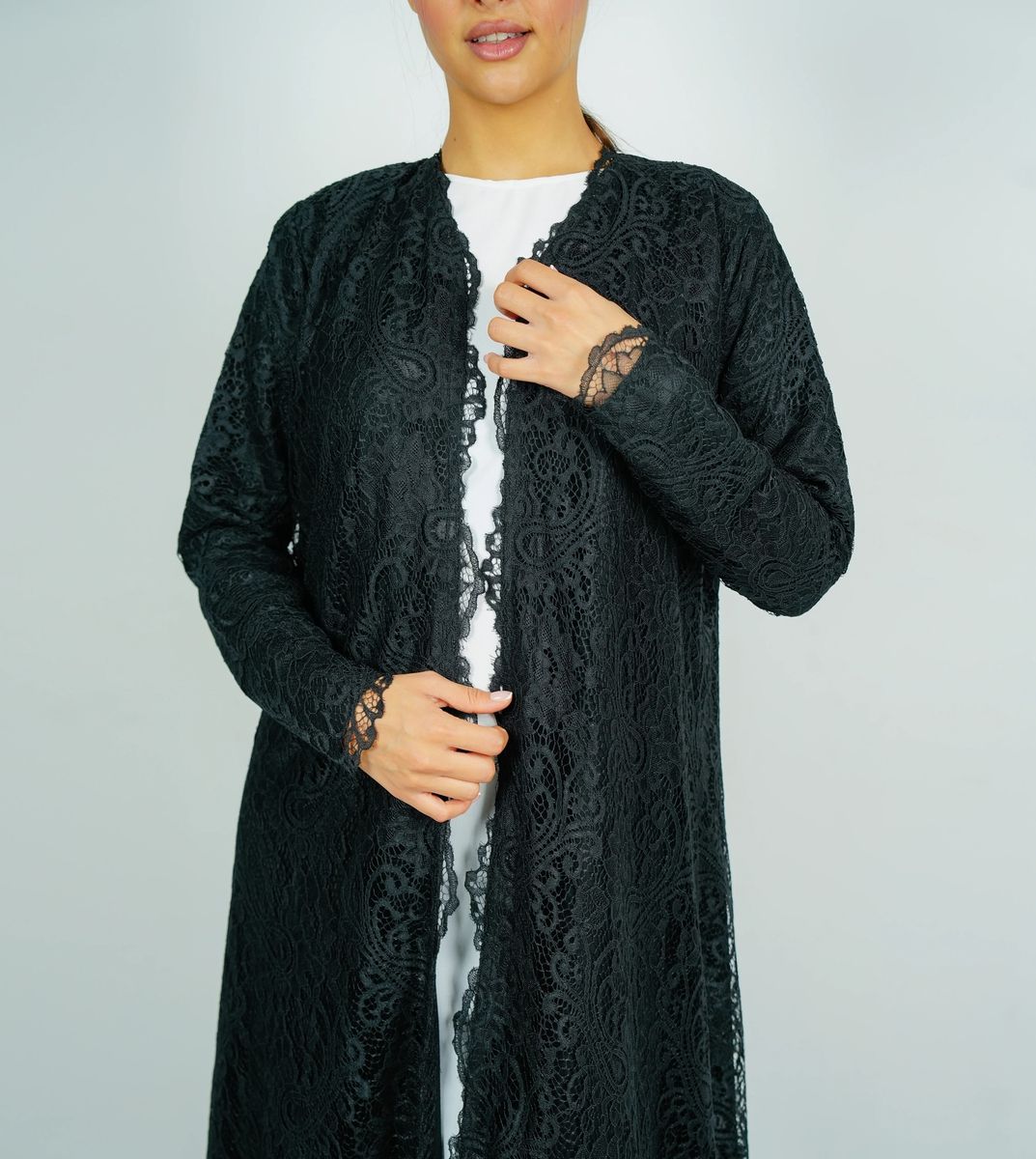 Stylish Dantil Abaya - Black Rosette Abaya - Women's Abayas 4